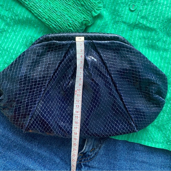 Club Monaco Leather Clutch, snakeskin finish, rich blue - Picture 6 of 10